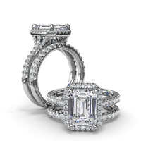 Fana - Split Shank Diamond Halo Engagement Ring - S4193 - Available in 14K & 18K Gold (White, Yellow or Rose) and Platinum