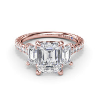 Fana - Three Stone Beauty Diamond Engagement Ring - S4158 - Available in 14K & 18K Gold (White, Yellow or Rose) and Platinum