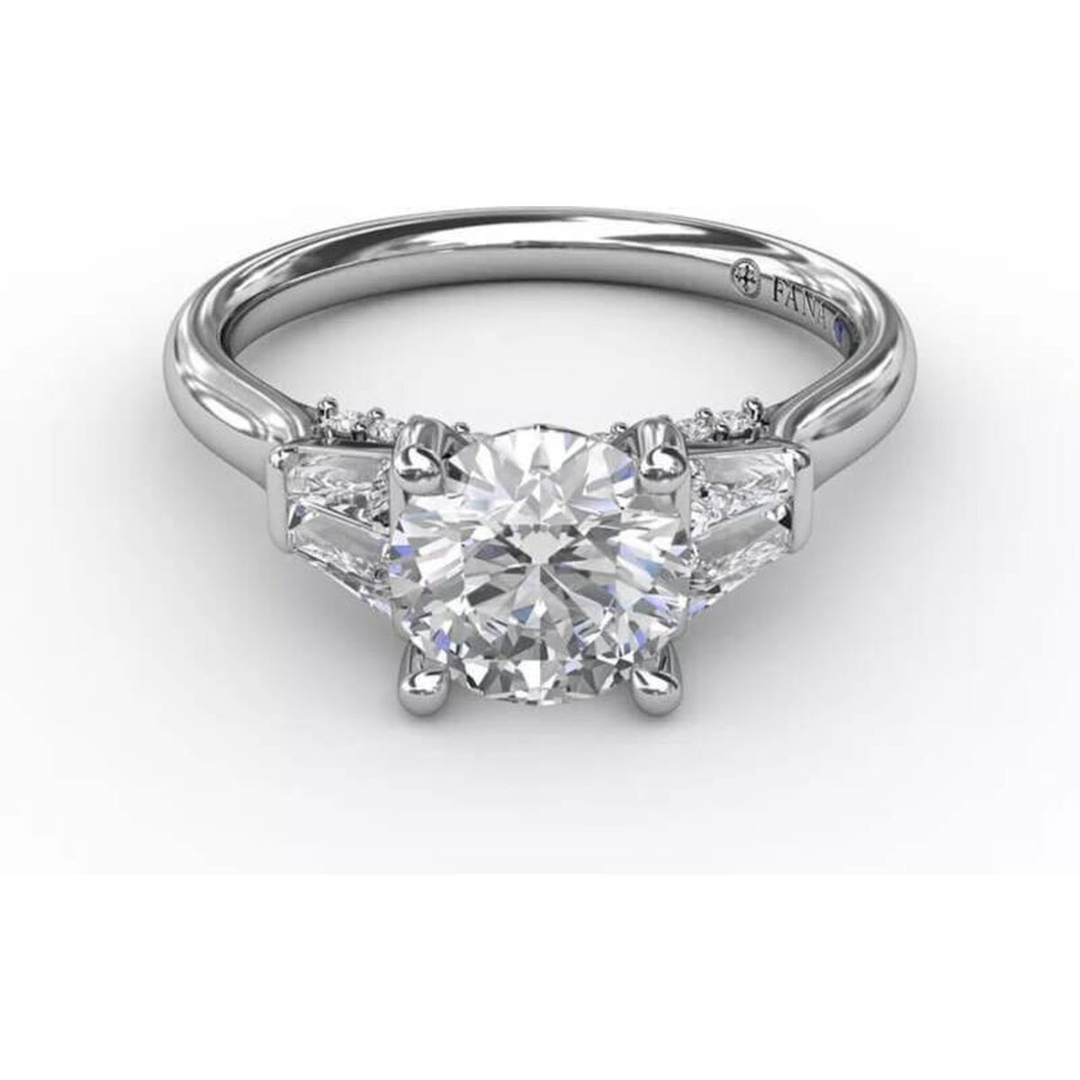 Fana Three-Stone Engagement Ring With Tapered Baguettes