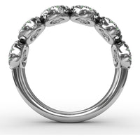 Fashion Ring with Oval Emerald Halo Clusters and Round Diamonds by Fana - 1.41 Carat Total Gemstone Weight