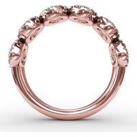 Fashion Ring with Oval Emerald Halo Clusters and Round Diamonds by Fana - 1.41 Carat Total Gemstone Weight