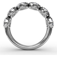 Fashion Ring with Oval Sapphires and Pavé Diamond Halo by Fana - 1.53 Carat Total Gemstone Weight