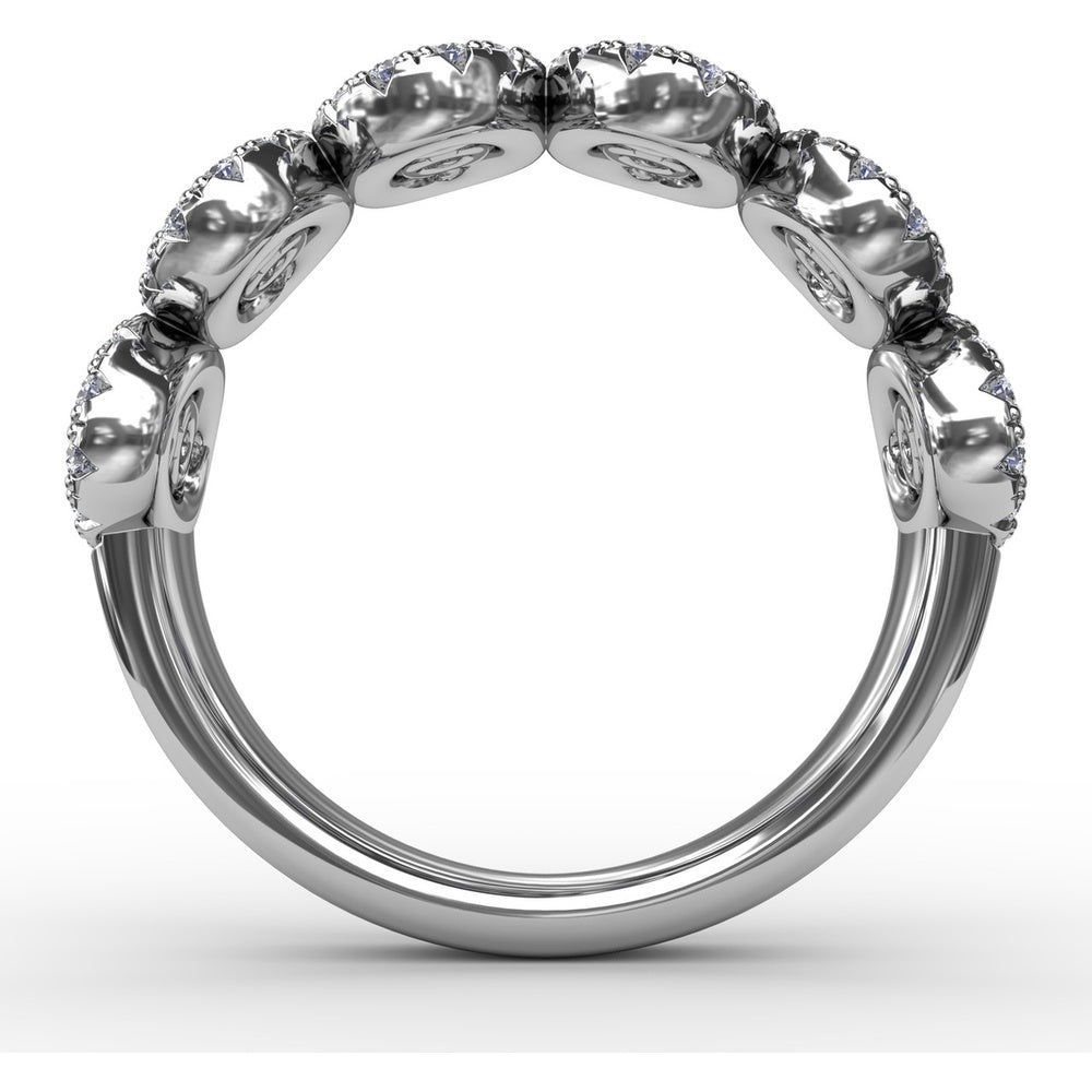 Fashion Ring with Oval Sapphires and Pavé Diamond Halo by Fana - 1.53 Carat Total Gemstone Weight