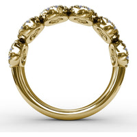Fashion Ring with Oval Sapphires and Pavé Diamond Halo by Fana - 1.53 Carat Total Gemstone Weight