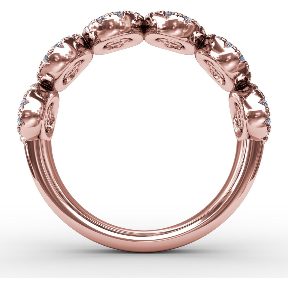 Fashion Ring with Oval Sapphires and Pavé Diamond Halo by Fana - 1.53 Carat Total Gemstone Weight