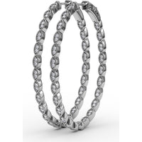 Filigree Openwork Hoop Earrings with Bezel Set Round Diamonds by Fana - 0.63 Carat Total Diamond Weight