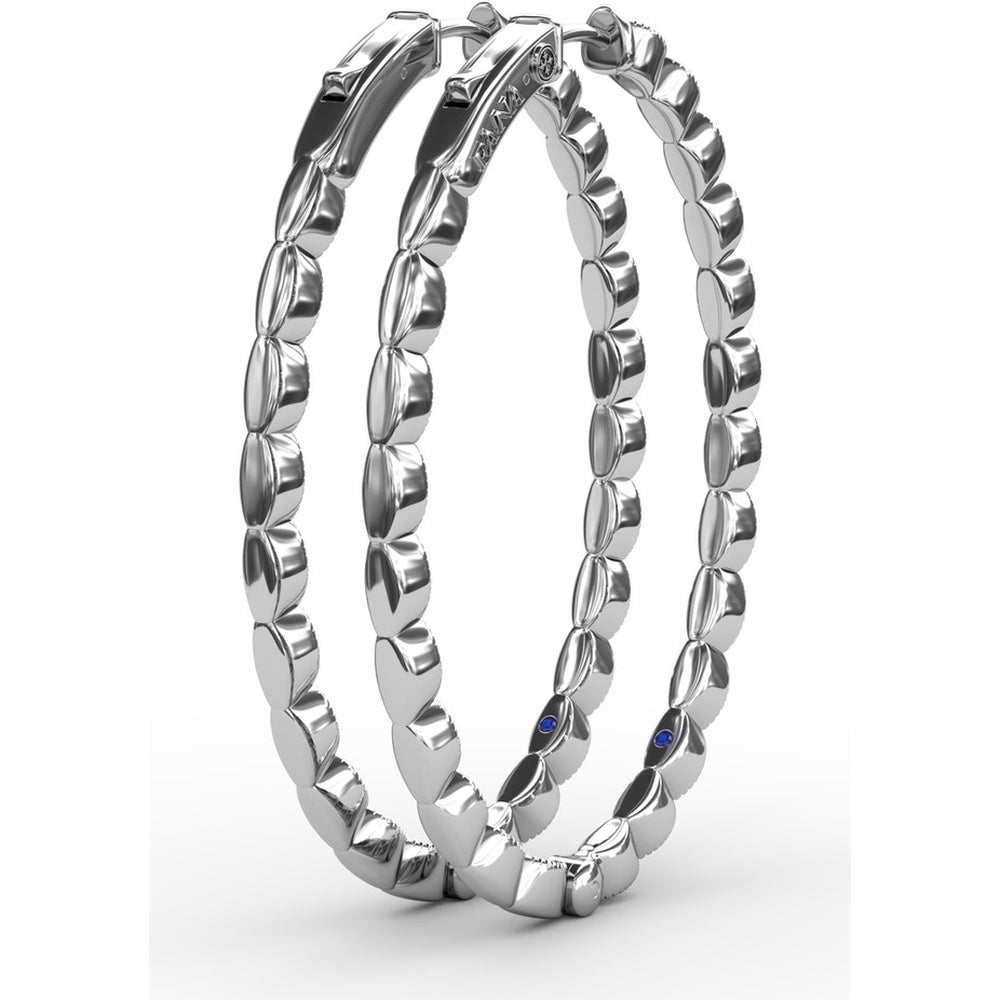 Filigree Openwork Hoop Earrings with Bezel Set Round Diamonds by Fana - 0.63 Carat Total Diamond Weight