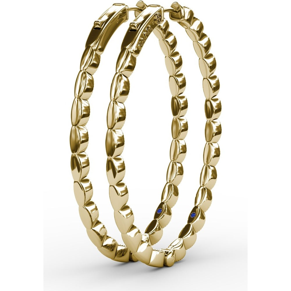 Filigree Openwork Hoop Earrings with Bezel Set Round Diamonds by Fana - 0.63 Carat Total Diamond Weight