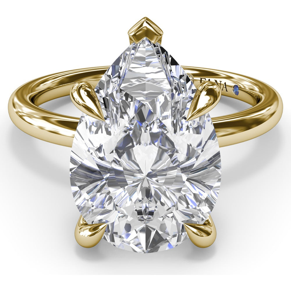 Five Prong Engagement Ring Setting with Peek-a-Boo Diamond by Fana - 0.02 Carat Total Diamond Weight