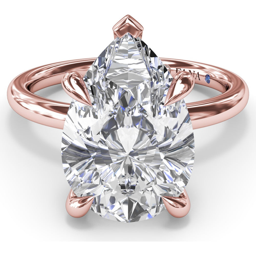 Five Prong Engagement Ring Setting with Peek-a-Boo Diamond by Fana - 0.02 Carat Total Diamond Weight
