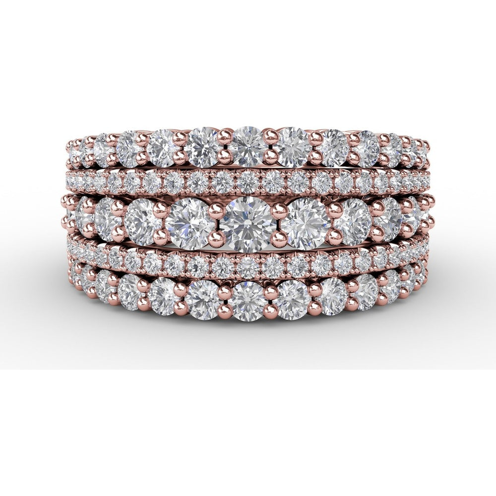 Five-Row Alternating Round Diamond Band by Fana - 1.87 Carat Total Diamond Weight