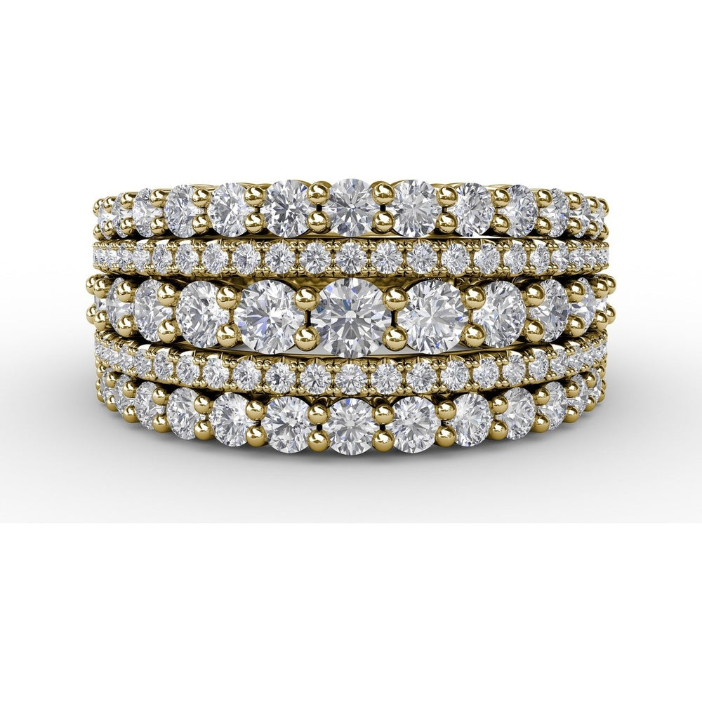 Five-Row Alternating Round Diamond Band by Fana - 1.87 Carat Total Diamond Weight