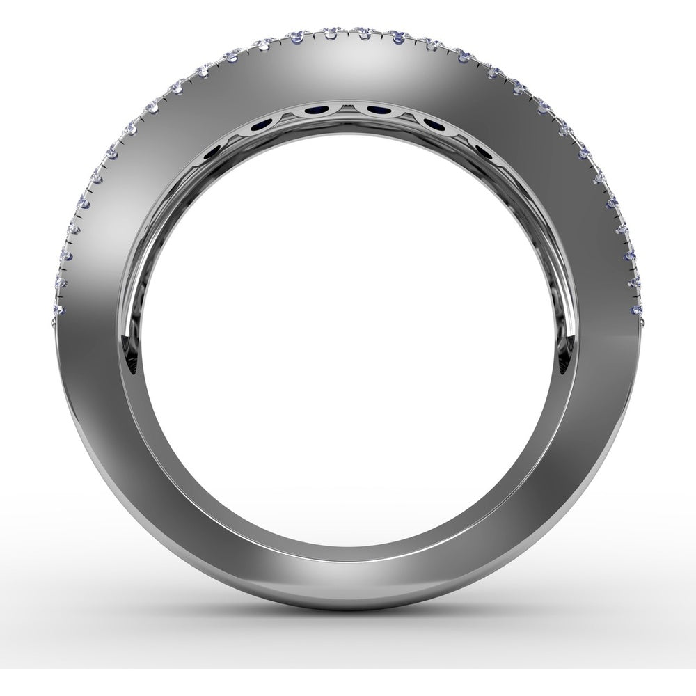 Five Row Band with Round Sapphires and Pavé Set Diamonds by Fana - 2.43 Carat Total Gemstone Weight
