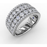 Five-Row Pavé Diamond Wide Band with Round Brilliant Diamonds by Fana - 1.88 Carat Total Diamond Weight