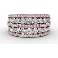 Five-Row Pavé Diamond Wide Band with Round Brilliant Diamonds by Fana - 1.88 Carat Total Diamond Weight