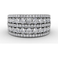 Five-Row Pavé Diamond Wide Band with Round Brilliant Diamonds by Fana - 1.88 Carat Total Diamond Weight
