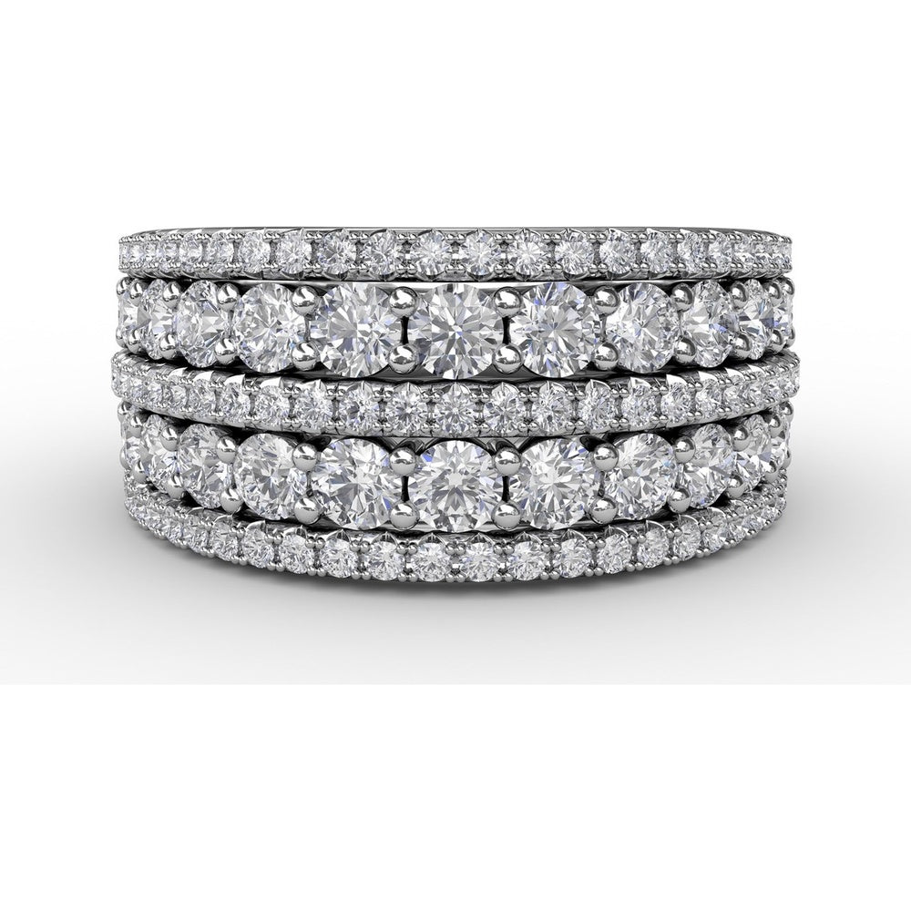 Five-Row Pavé Diamond Wide Band with Round Brilliant Diamonds by Fana - 1.88 Carat Total Diamond Weight