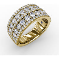 Five-Row Pavé Diamond Wide Band with Round Brilliant Diamonds by Fana - 1.88 Carat Total Diamond Weight