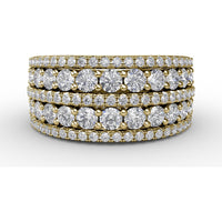 Five-Row Pavé Diamond Wide Band with Round Brilliant Diamonds by Fana - 1.88 Carat Total Diamond Weight
