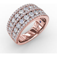Five-Row Pavé Diamond Wide Band with Round Brilliant Diamonds by Fana - 1.88 Carat Total Diamond Weight