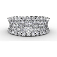 Five-Row Shared-Prong Round Diamond Band by Fana - 1.84 Carat Total Diamond Weight