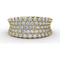 Five-Row Shared-Prong Round Diamond Band by Fana - 1.84 Carat Total Diamond Weight