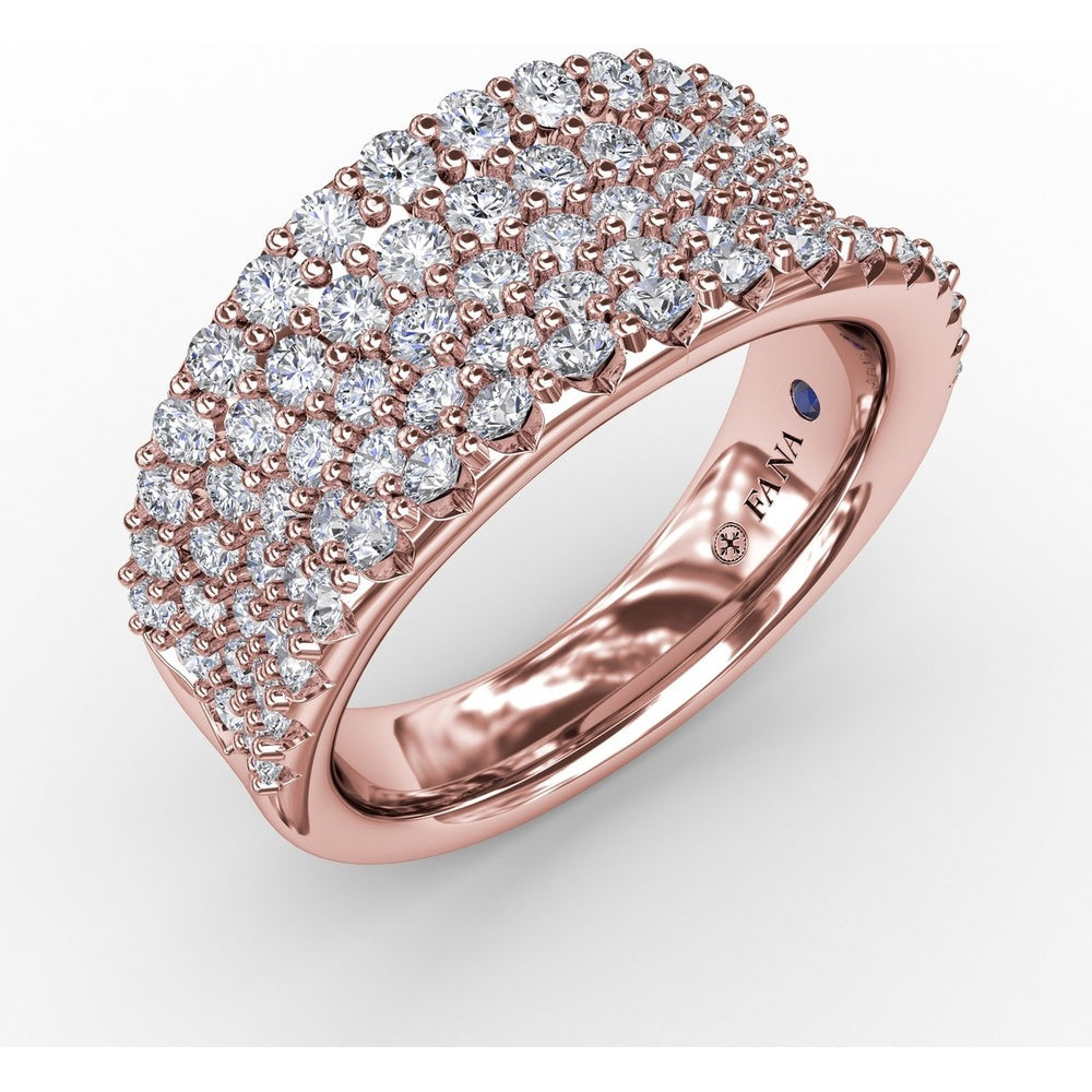 Five-Row Shared-Prong Round Diamond Band by Fana - 1.84 Carat Total Diamond Weight
