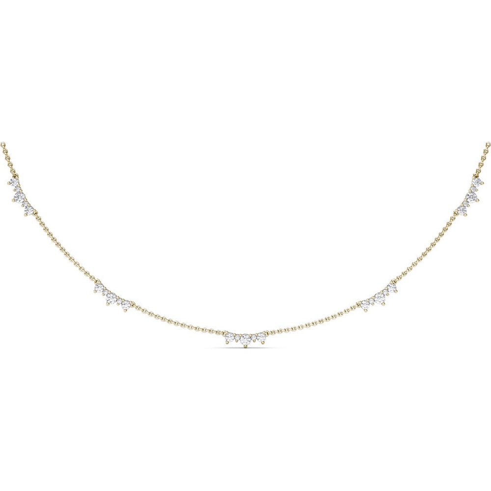 Five Station Necklace with Pavé Set Round Brilliant Diamonds by Fana - 1.20 Carat Total Diamond Weight