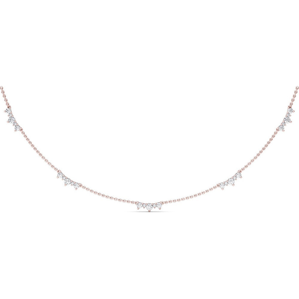 Five Station Necklace with Pavé Set Round Brilliant Diamonds by Fana - 1.20 Carat Total Diamond Weight