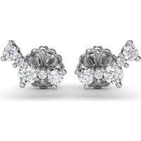 Five Stone Diamond Climber Earrings with Round Brilliant Diamonds by Fana - 0.47 Carat Total Diamond Weight