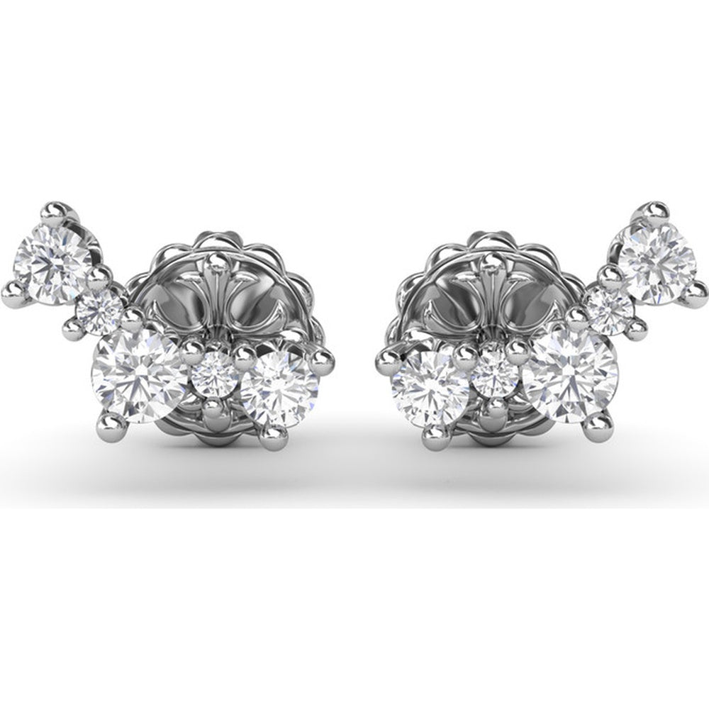 Five Stone Diamond Climber Earrings with Round Brilliant Diamonds by Fana - 0.47 Carat Total Diamond Weight