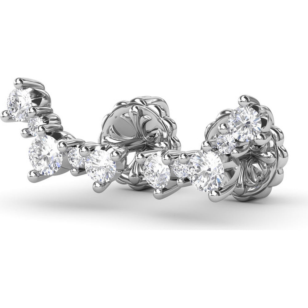 Five Stone Diamond Climber Earrings with Round Brilliant Diamonds by Fana - 0.47 Carat Total Diamond Weight