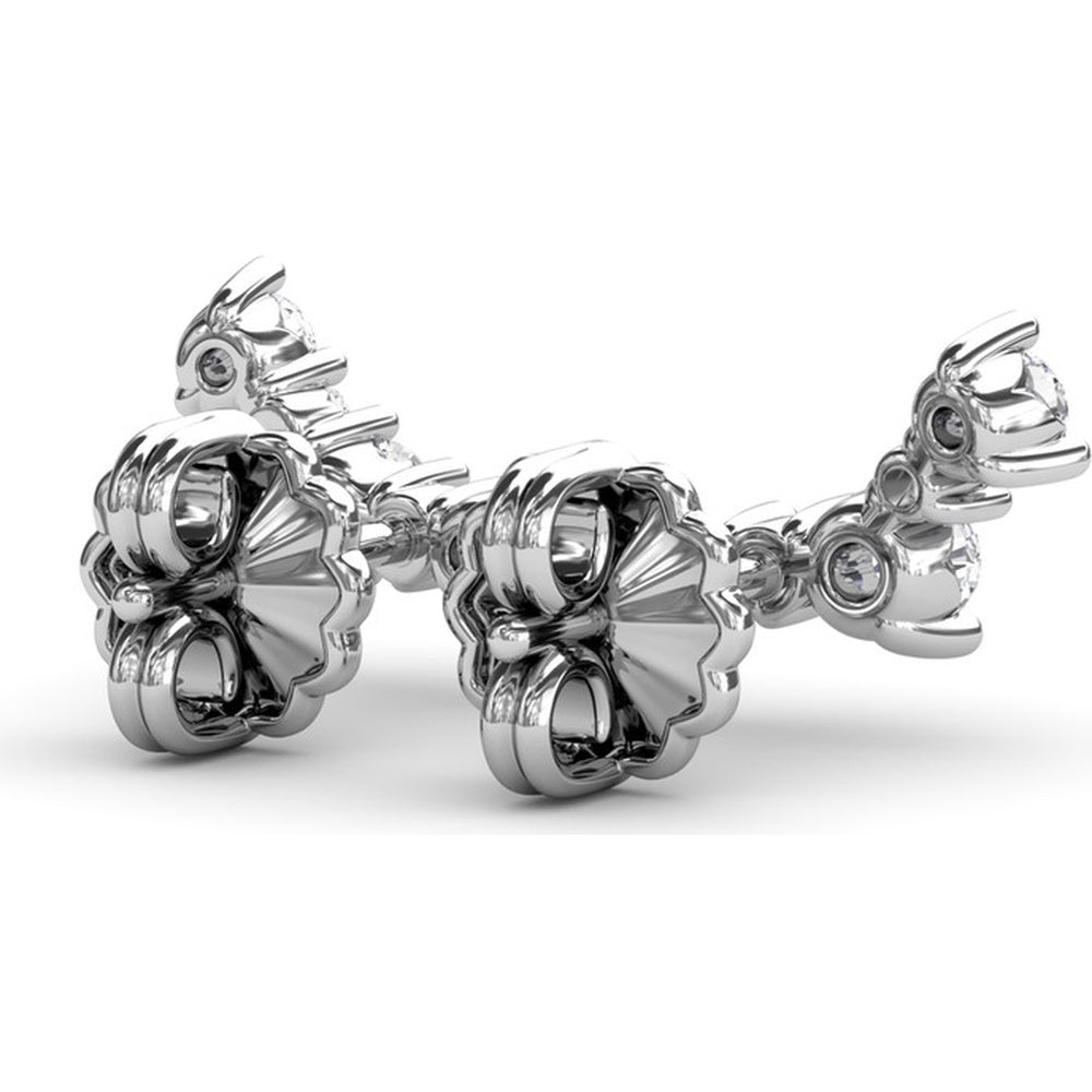 Five Stone Diamond Climber Earrings with Round Brilliant Diamonds by Fana - 0.47 Carat Total Diamond Weight