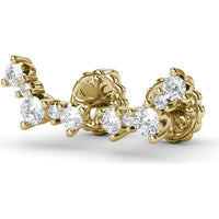 Five Stone Diamond Climber Earrings with Round Brilliant Diamonds by Fana - 0.47 Carat Total Diamond Weight
