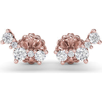 Five Stone Diamond Climber Earrings with Round Brilliant Diamonds by Fana - 0.47 Carat Total Diamond Weight