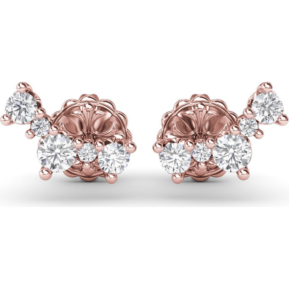 Five Stone Diamond Climber Earrings with Round Brilliant Diamonds by Fana - 0.47 Carat Total Diamond Weight