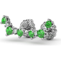 Five Stone Emerald and Diamond Climber Earrings with Prong Set Round Gemstones by Fana - 0.53 Carat Total Gemstone Weight