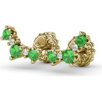 Five Stone Emerald and Diamond Climber Earrings with Prong Set Round Gemstones by Fana - 0.53 Carat Total Gemstone Weight