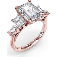 Five-Stone Emerald-Cut Diamond Engagement Ring Setting with Tapered Baguettes - 1.52 Carat Total Side Stone Weight by Fana