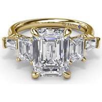 Five-Stone Emerald-Cut Diamond Engagement Ring Setting with Tapered Baguettes - 1.52 Carat Total Side Stone Weight by Fana
