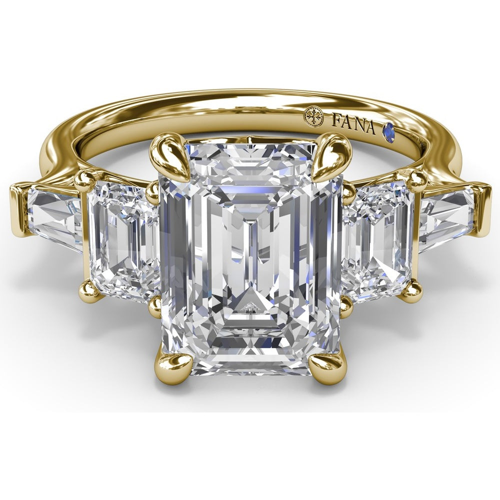 Five-Stone Emerald-Cut Diamond Engagement Ring Setting with Tapered Baguettes - 1.52 Carat Total Side Stone Weight by Fana