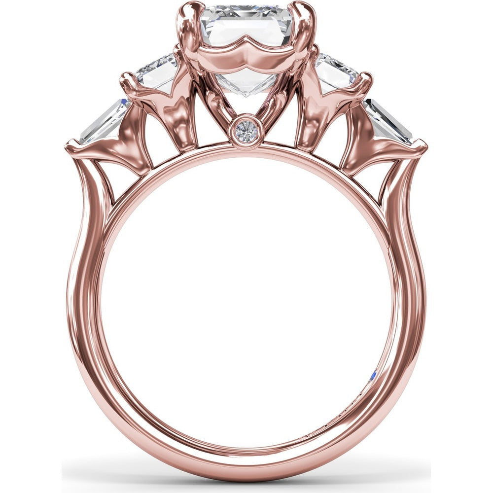 Five-Stone Emerald-Cut Diamond Engagement Ring Setting with Tapered Baguettes - 1.52 Carat Total Side Stone Weight by Fana