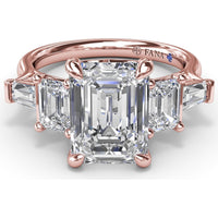 Five-Stone Emerald-Cut Diamond Engagement Ring Setting with Tapered Baguettes - 1.52 Carat Total Side Stone Weight by Fana