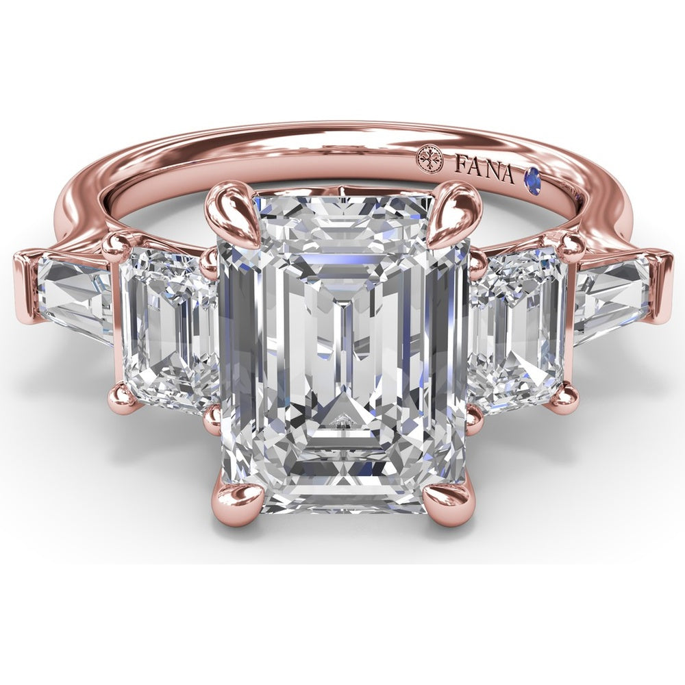 Five-Stone Emerald-Cut Diamond Engagement Ring Setting with Tapered Baguettes - 1.52 Carat Total Side Stone Weight by Fana