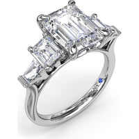Five-Stone Emerald-Cut Diamond Engagement Ring Setting with Tapered Baguettes - 1.52 Carat Total Side Stone Weight by Fana