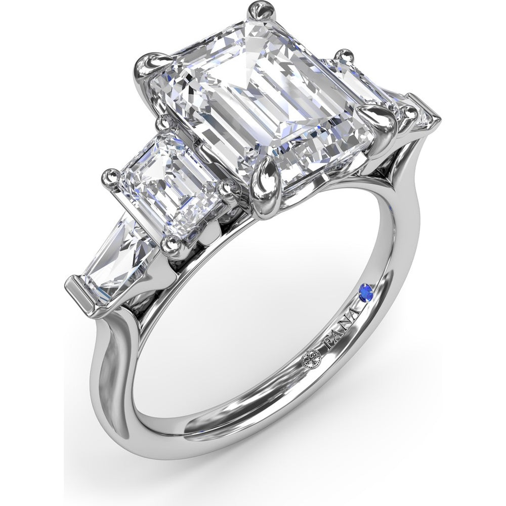 Five-Stone Emerald-Cut Diamond Engagement Ring Setting with Tapered Baguettes - 1.52 Carat Total Side Stone Weight by Fana