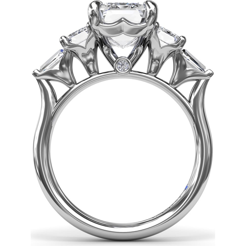 Five-Stone Emerald-Cut Diamond Engagement Ring Setting with Tapered Baguettes - 1.52 Carat Total Side Stone Weight by Fana