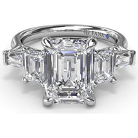 Five-Stone Emerald-Cut Diamond Engagement Ring Setting with Tapered Baguettes - 1.52 Carat Total Side Stone Weight by Fana