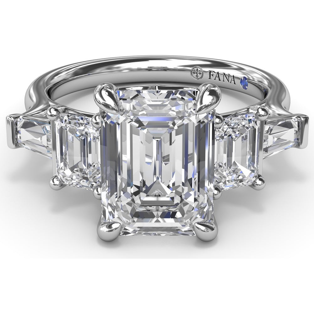 Five-Stone Emerald-Cut Diamond Engagement Ring Setting with Tapered Baguettes - 1.52 Carat Total Side Stone Weight by Fana
