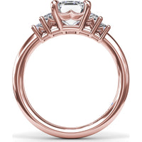 Five Stone Engagement Ring Setting with Emerald Cut Side Diamonds by Fana - 0.52 Carat Total Diamond Weight